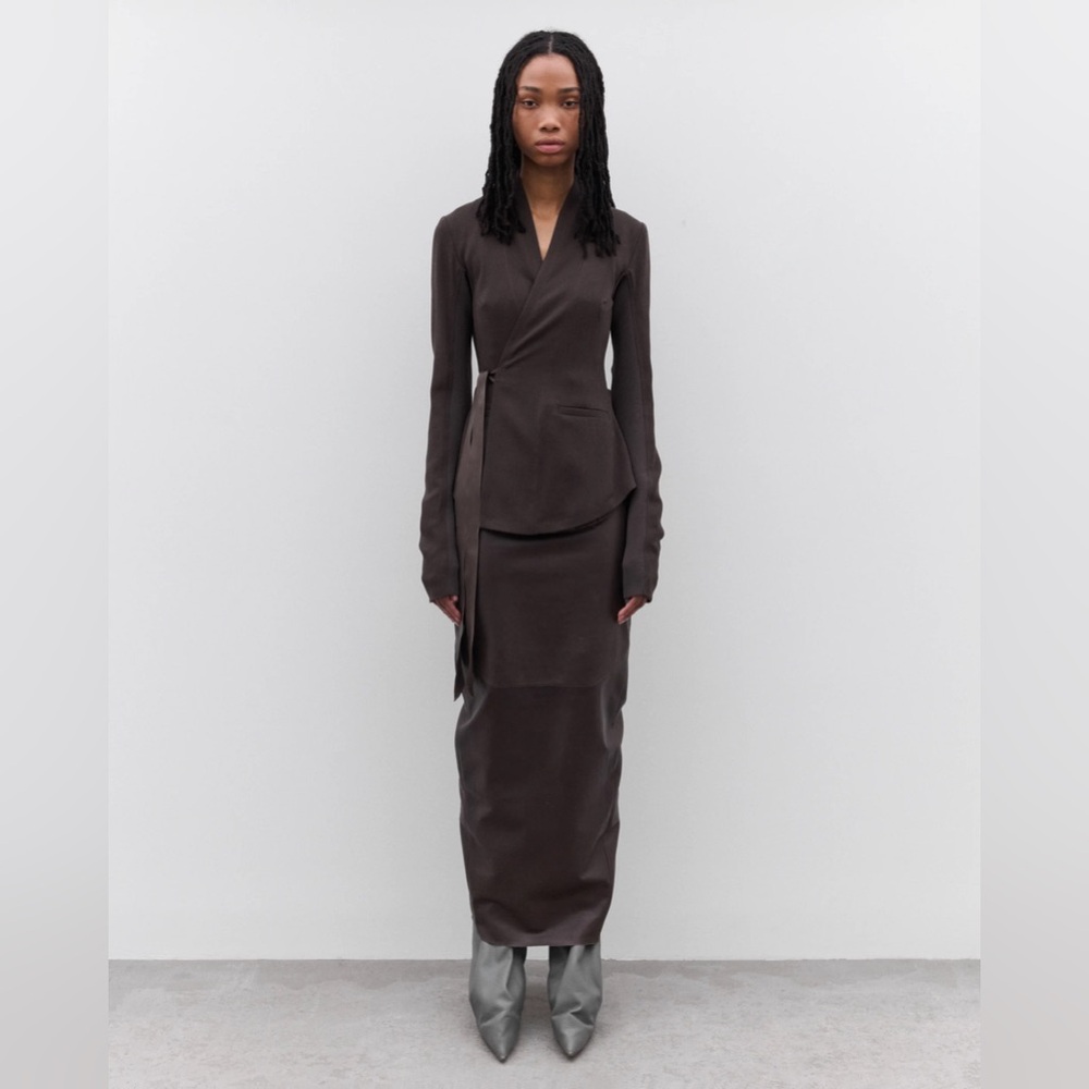 Rick Owens Gonna In Maglia Double Boner Pillar Dark Dust Skirt - Picture 1 of 16